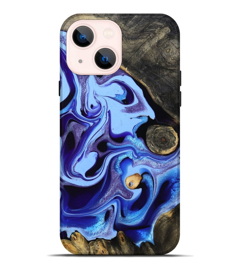 iPhone 14 Plus Wood Live Edge Phone Case - Katia (Blue, 801742)