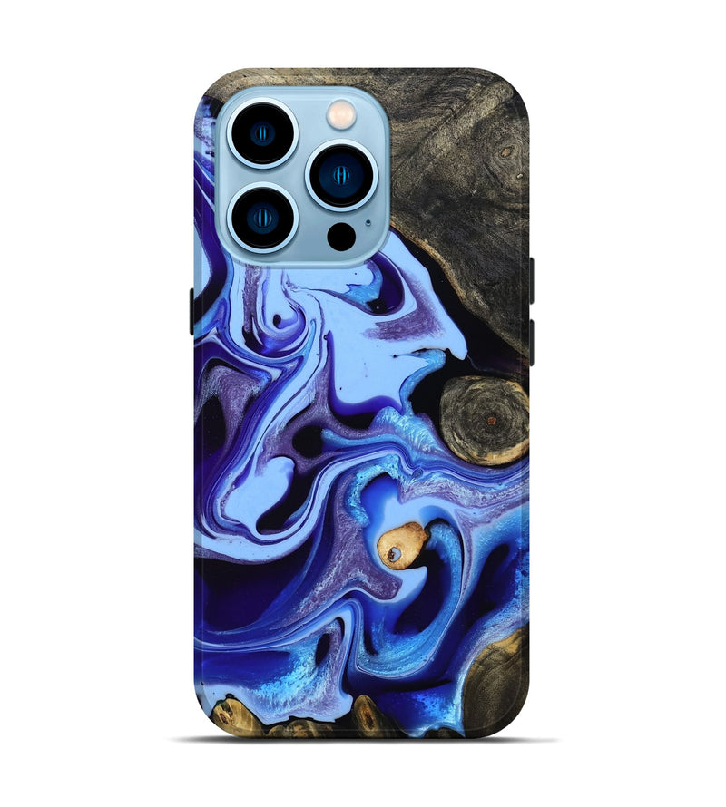 iPhone 14 Pro Wood Live Edge Phone Case - Katia (Blue, 801742)