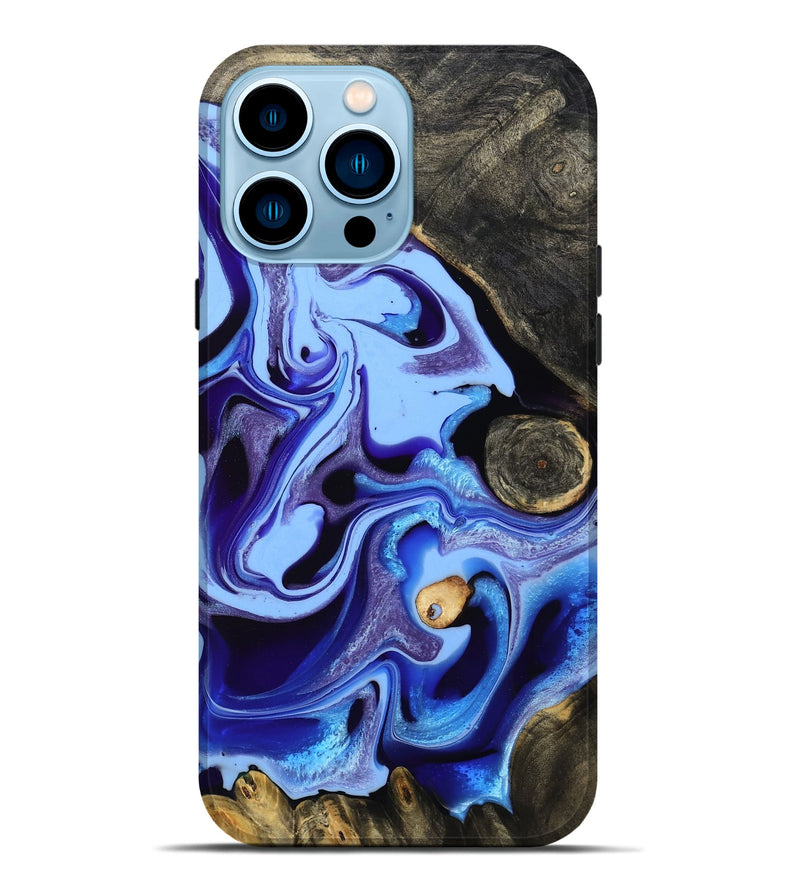iPhone 14 Pro Max Wood Live Edge Phone Case - Katia (Blue, 801742)