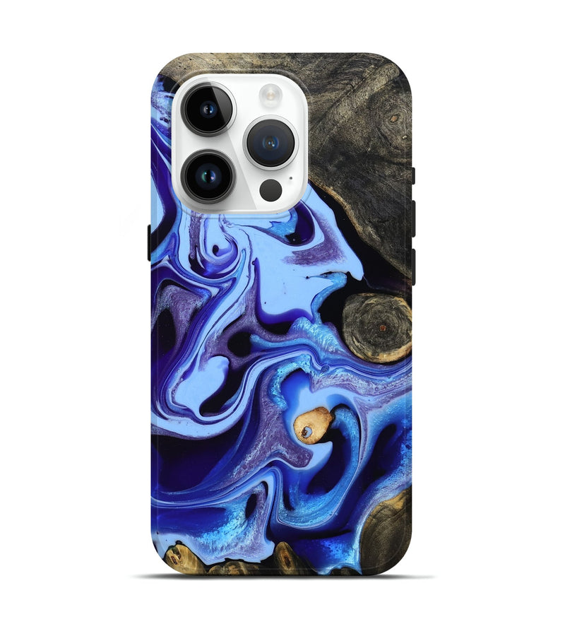 iPhone 15 Pro Wood Live Edge Phone Case - Katia (Blue, 801742)