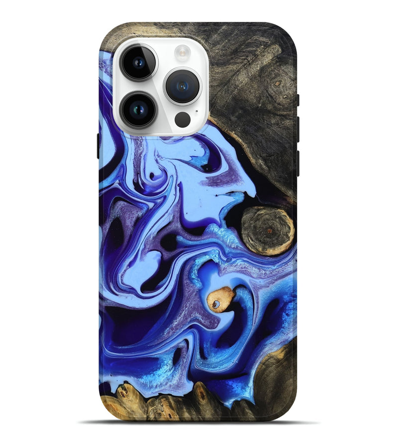 iPhone 15 Pro Max Wood Live Edge Phone Case - Katia (Blue, 801742)