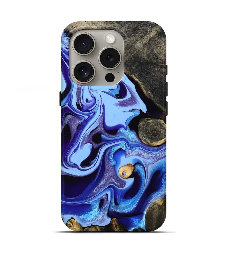 iPhone 16 Pro Wood Live Edge Phone Case - Katia (Blue, 801742)