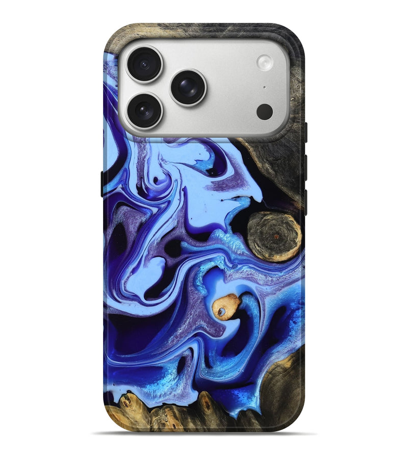 iPhone 17 Pro Max Wood Live Edge Phone Case - Katia (Blue, 801742)