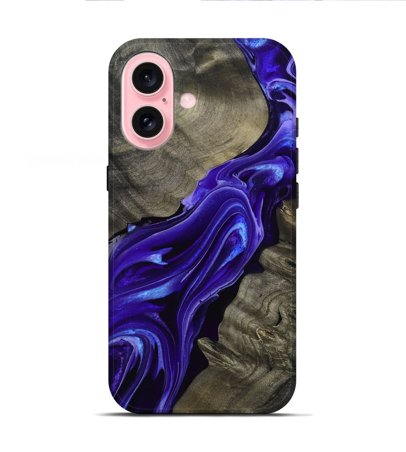iPhone 16 Wood Live Edge Phone Case - Lora (Purple, 801743)