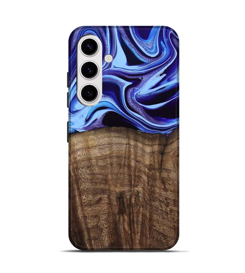 Galaxy S25 Wood Live Edge Phone Case - Stoney (Blue, 801744)