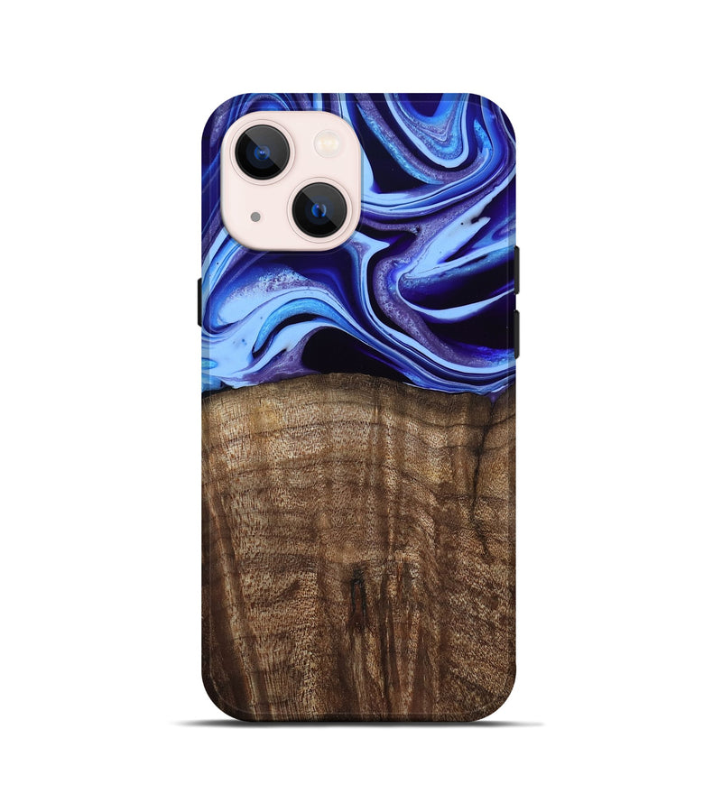 iPhone 13 mini Wood Live Edge Phone Case - Stoney (Blue, 801744)