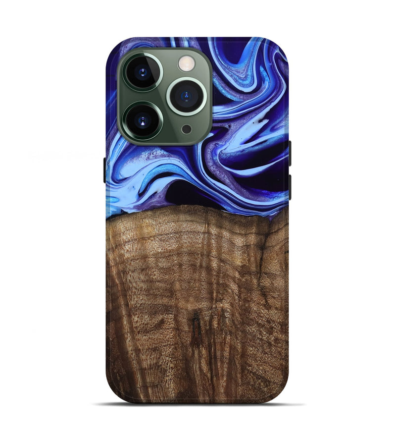 iPhone 13 Pro Wood Live Edge Phone Case - Stoney (Blue, 801744)
