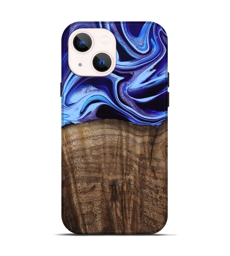 iPhone 14 Wood Live Edge Phone Case - Stoney (Blue, 801744)