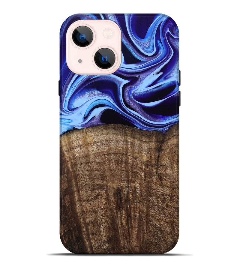 iPhone 14 Plus Wood Live Edge Phone Case - Stoney (Blue, 801744)
