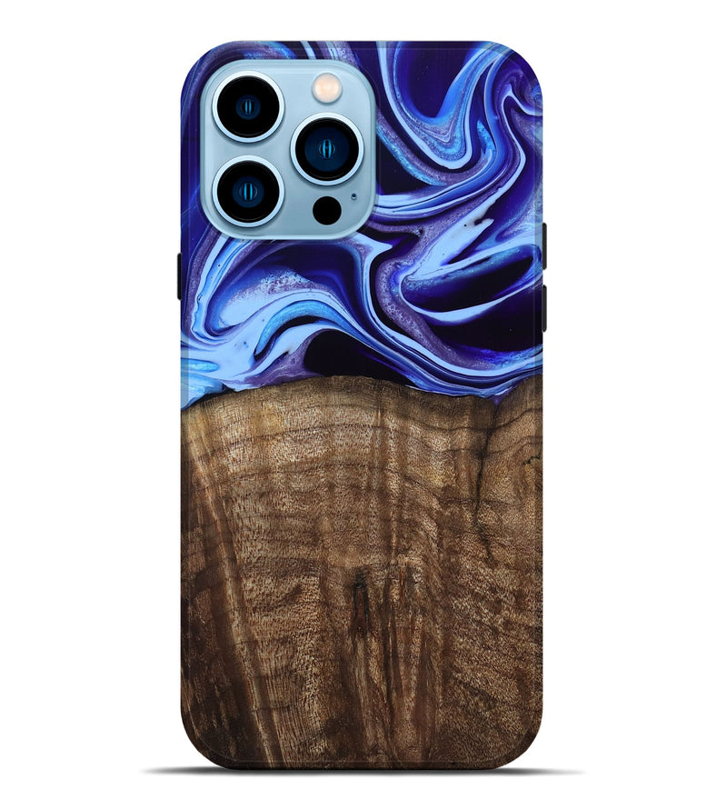 iPhone 14 Pro Max Wood Live Edge Phone Case - Stoney (Blue, 801744)
