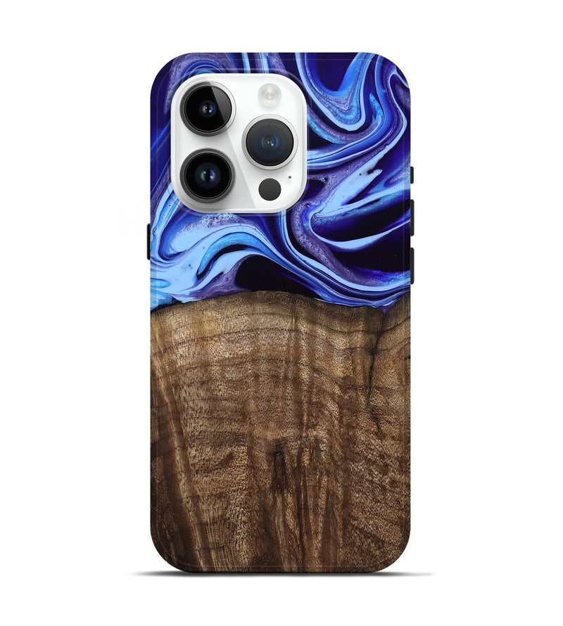 iPhone 15 Pro Wood Live Edge Phone Case - Stoney (Blue, 801744)
