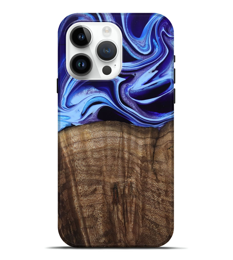 iPhone 15 Pro Max Wood Live Edge Phone Case - Stoney (Blue, 801744)