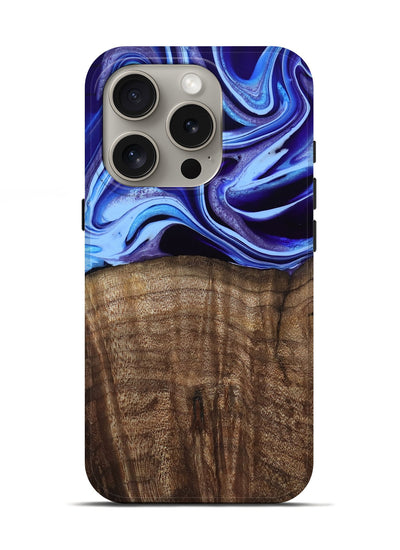 iPhone 16 Pro Wood Live Edge Phone Case - Stoney (Blue, 801744)