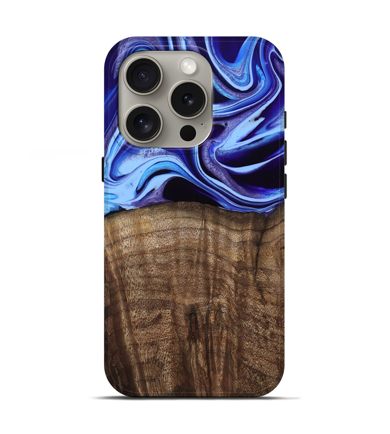 iPhone 16 Pro Wood Live Edge Phone Case - Stoney (Blue, 801744)