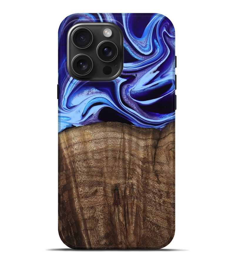 iPhone 16 Pro Max Wood Live Edge Phone Case - Stoney (Blue, 801744)