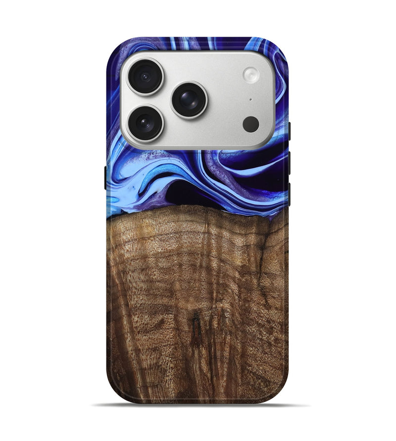 iPhone 17 Pro Wood Live Edge Phone Case - Stoney (Blue, 801744)