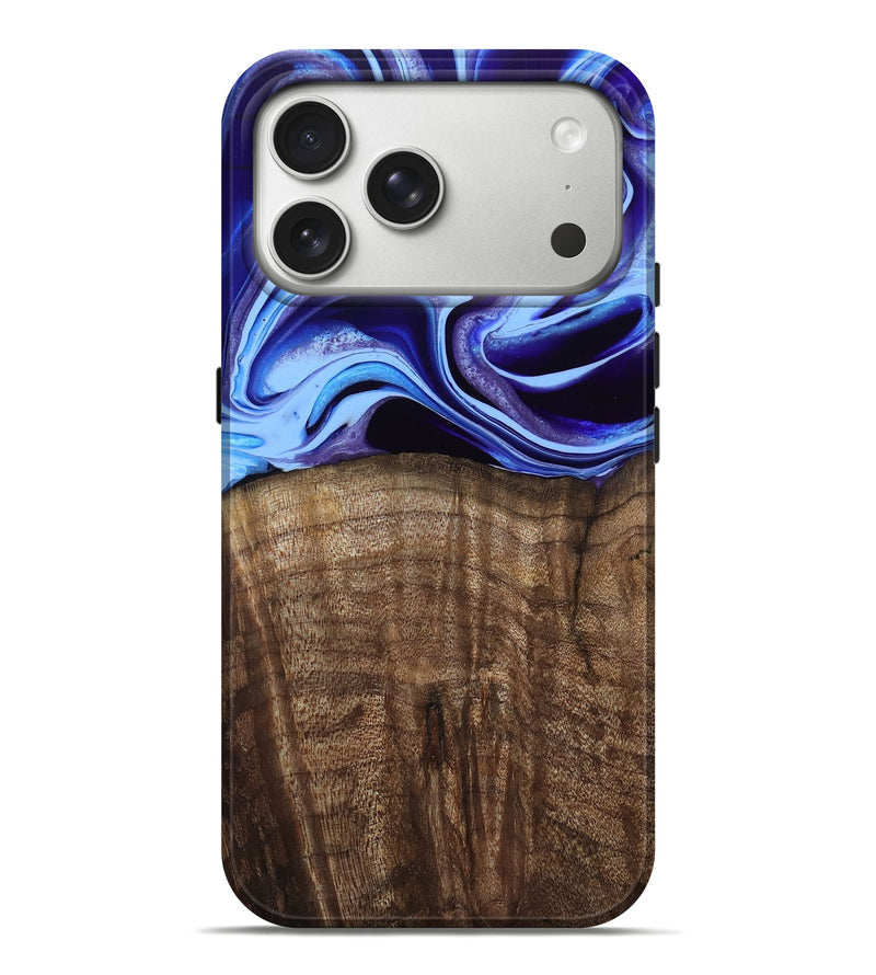 iPhone 17 Pro Max Wood Live Edge Phone Case - Stoney (Blue, 801744)