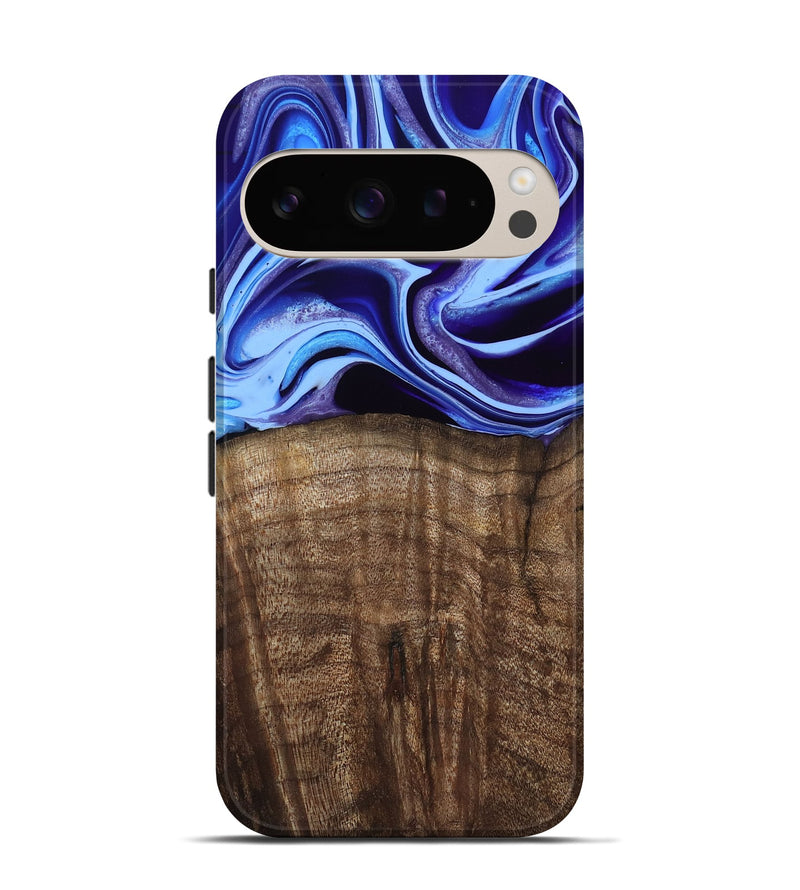 Pixel 9 Pro Wood Live Edge Phone Case - Stoney (Blue, 801744)