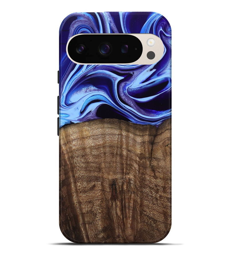 Pixel 9 Pro XL Wood Live Edge Phone Case - Stoney (Blue, 801744)
