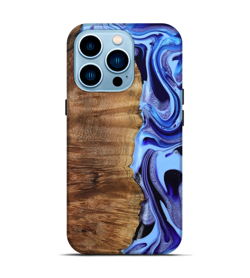 iPhone 14 Pro Wood Live Edge Phone Case - Flynn (Blue, 801745)