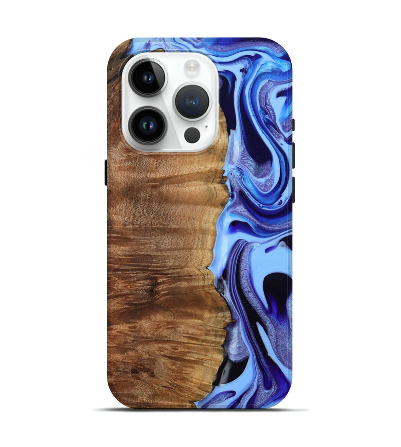 iPhone 15 Pro Wood Live Edge Phone Case - Flynn (Blue, 801745)