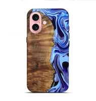 iPhone 16 Wood Live Edge Phone Case - Flynn (Blue, 801745)