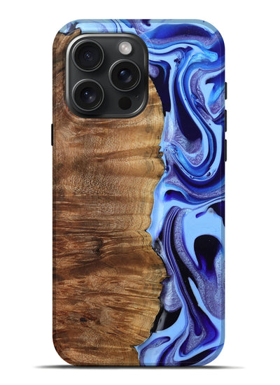iPhone 16 Pro Max Wood Live Edge Phone Case - Flynn (Blue, 801745)