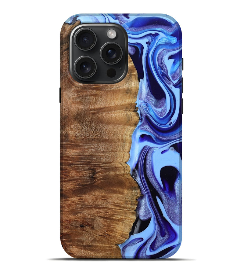 iPhone 16 Pro Max Wood Live Edge Phone Case - Flynn (Blue, 801745)