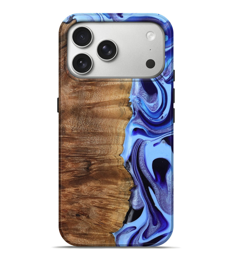 iPhone 17 Pro Max Wood Live Edge Phone Case - Flynn (Blue, 801745)
