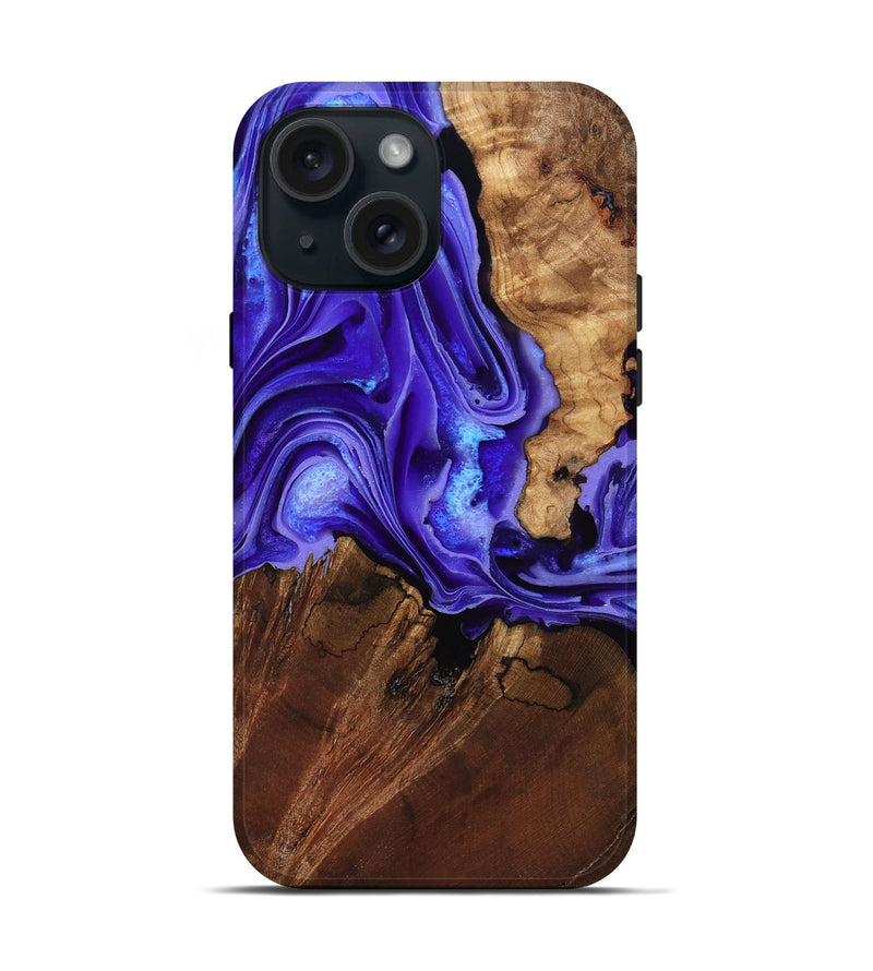 iPhone 15 Wood Live Edge Phone Case - Nyomi (Purple, 801746)
