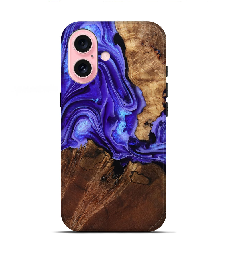 iPhone 16 Wood Live Edge Phone Case - Nyomi (Purple, 801746)