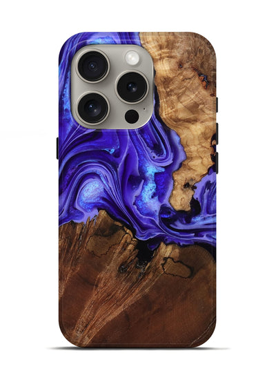 iPhone 16 Pro Wood Live Edge Phone Case - Nyomi (Purple, 801746)