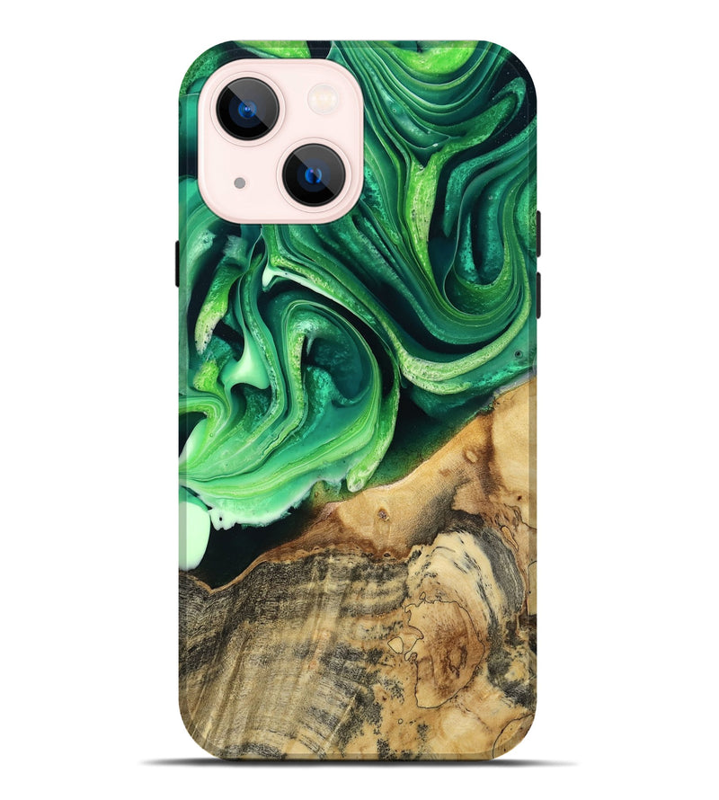 iPhone 14 Plus Wood Live Edge Phone Case - Wade (Green, 801749)