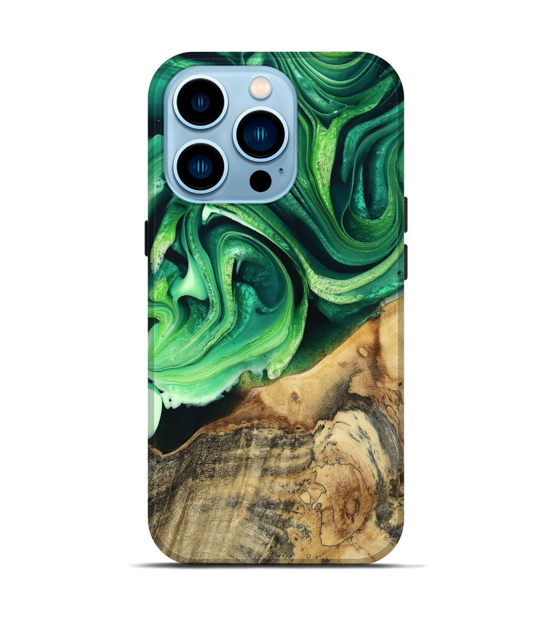 iPhone 14 Pro Wood Live Edge Phone Case - Wade (Green, 801749)