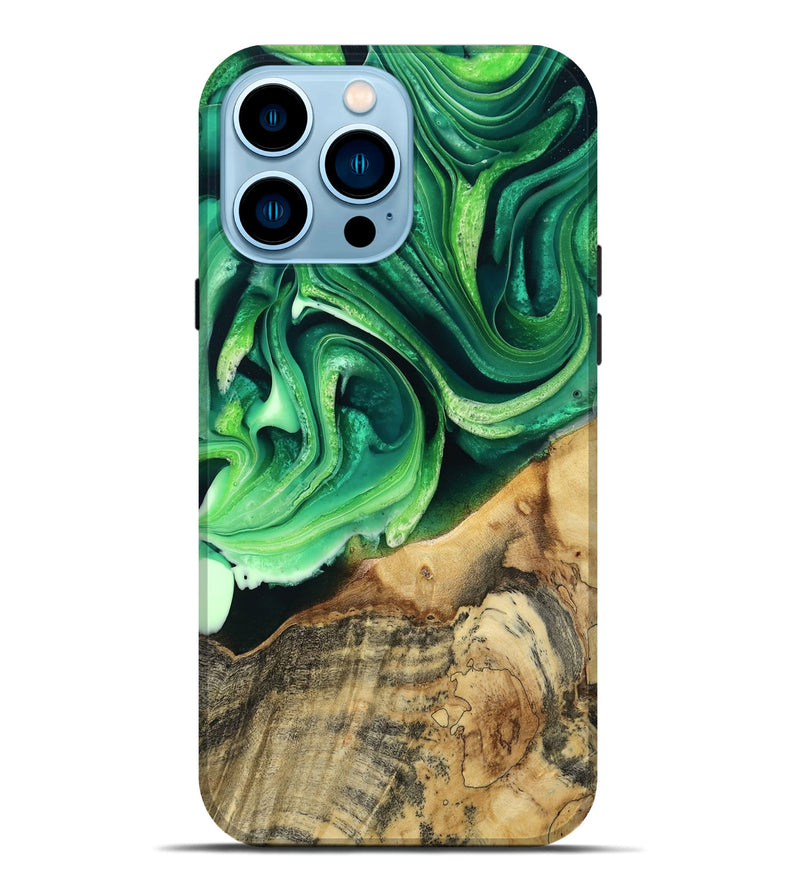 iPhone 14 Pro Max Wood Live Edge Phone Case - Wade (Green, 801749)