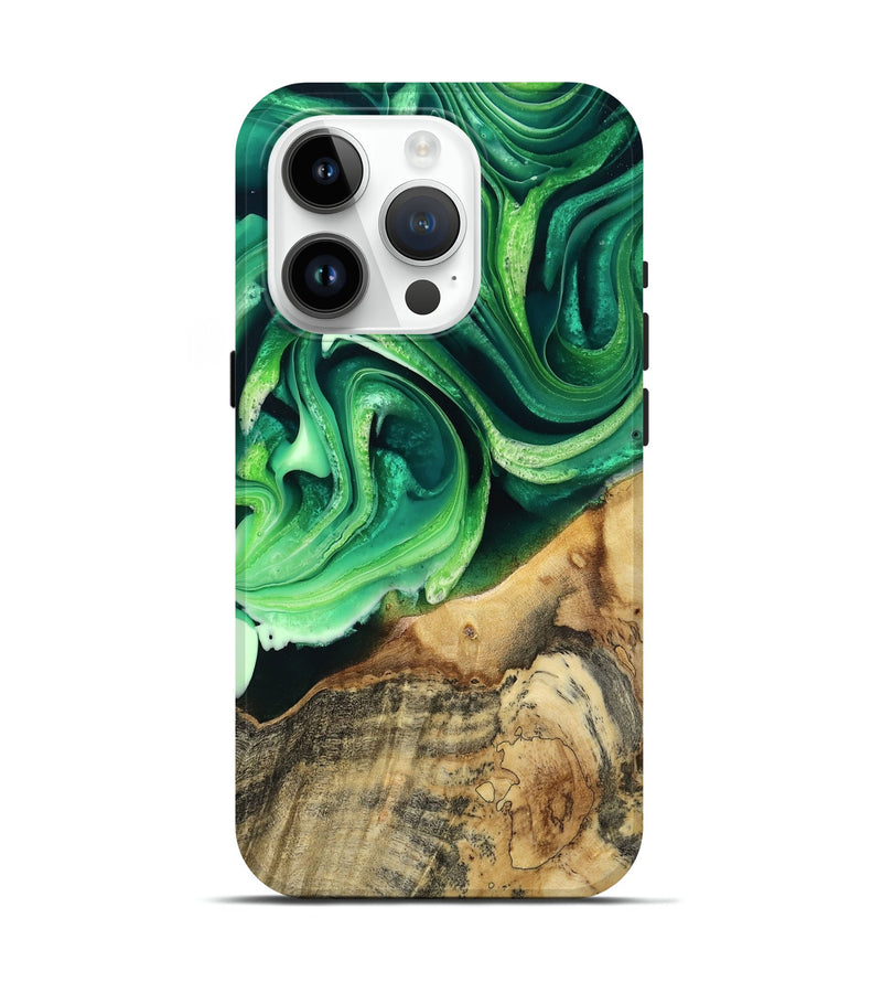 iPhone 15 Pro Wood Live Edge Phone Case - Wade (Green, 801749)