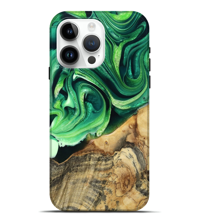 iPhone 15 Pro Max Wood Live Edge Phone Case - Wade (Green, 801749)