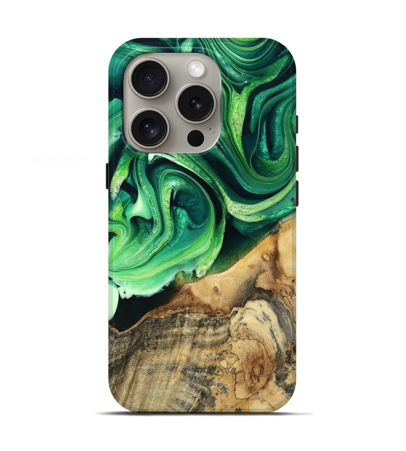 iPhone 16 Pro Wood Live Edge Phone Case - Wade (Green, 801749)