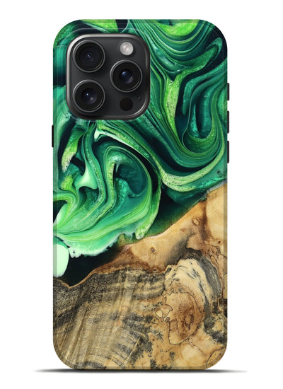 iPhone 16 Pro Max Wood Live Edge Phone Case - Wade (Green, 801749)