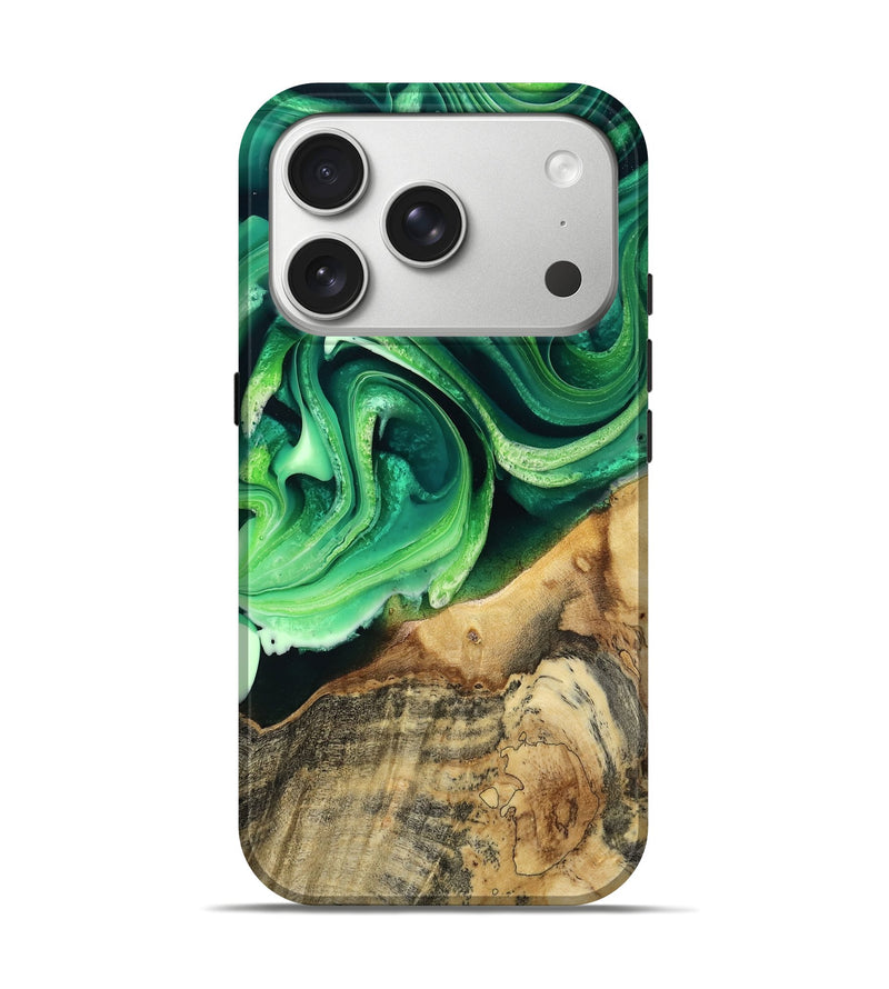 iPhone 17 Pro Wood Live Edge Phone Case - Wade (Green, 801749)