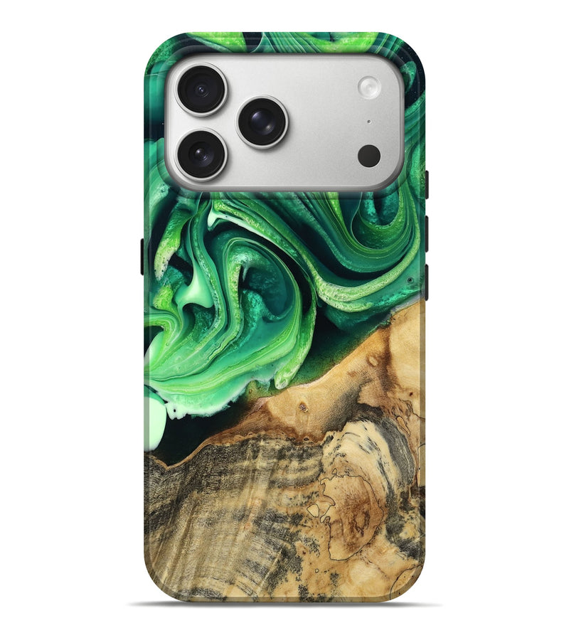 iPhone 17 Pro Max Wood Live Edge Phone Case - Wade (Green, 801749)