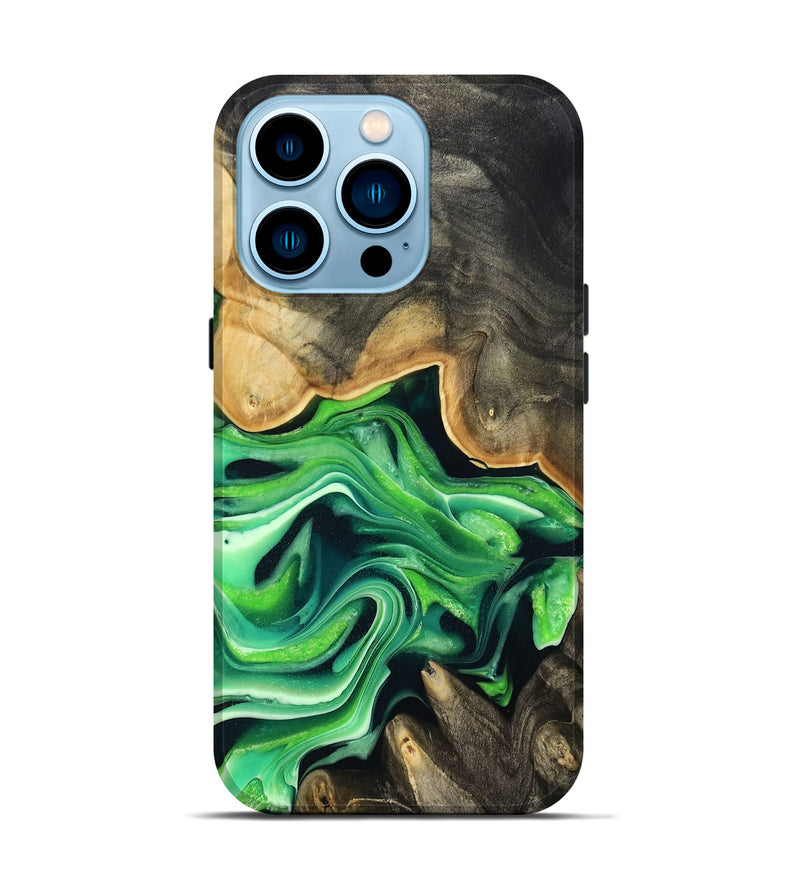 iPhone 14 Pro Wood Live Edge Phone Case - Marques (Green, 801750)