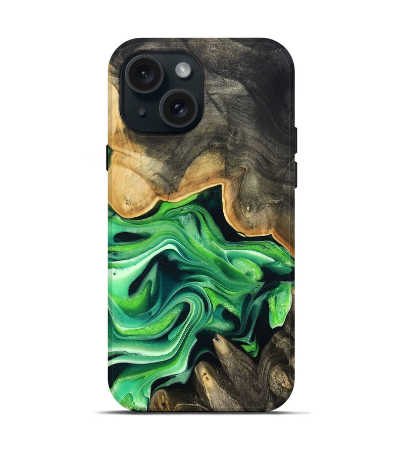 iPhone 15 Wood Live Edge Phone Case - Marques (Green, 801750)