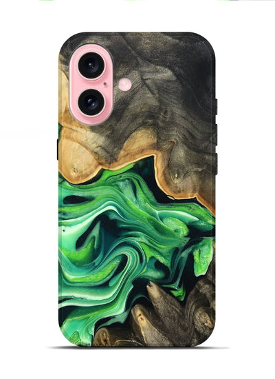 iPhone 16 Wood Live Edge Phone Case - Marques (Green, 801750)