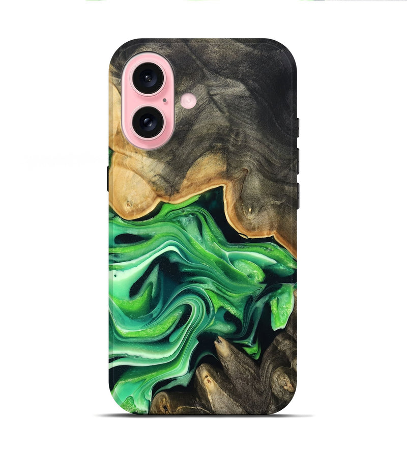 iPhone 16 Wood Live Edge Phone Case - Marques (Green, 801750)
