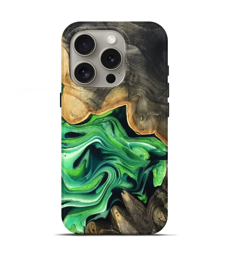 iPhone 16 Pro Wood Live Edge Phone Case - Marques (Green, 801750)