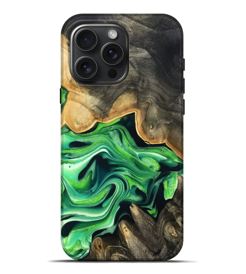 iPhone 16 Pro Max Wood Live Edge Phone Case - Marques (Green, 801750)