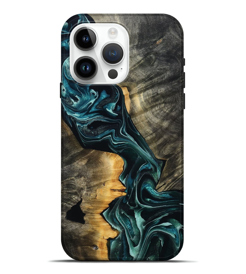 iPhone 15 Pro Max Wood Live Edge Phone Case - Misti (Blue, 801751)