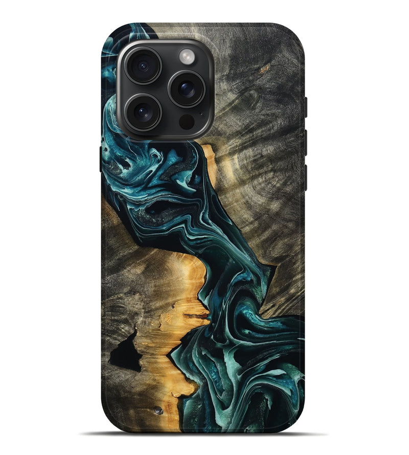 iPhone 16 Pro Max Wood Live Edge Phone Case - Misti (Blue, 801751)