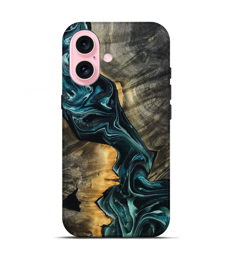 iPhone 17 Wood Live Edge Phone Case - Misti (Blue, 801751)